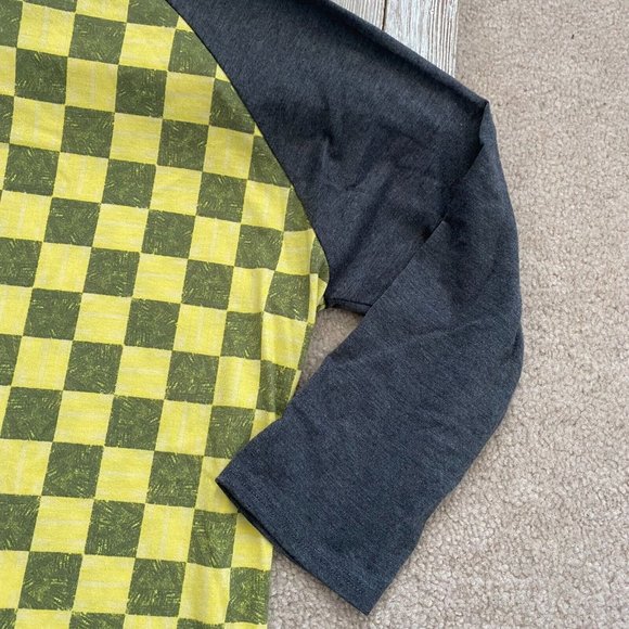 LuLaRoe Randy Unisex XS Checkered Raglan Baseball Style Tee Top 3/4 Sleeves - Picture 4 of 12